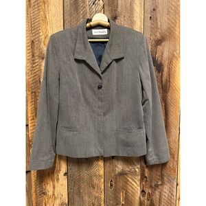 Vintage Norton McNaughton Womens 12 Gray Herringbone Blazer Old Money Classic